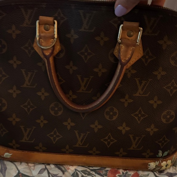 Louis Vuitton Brown hand painted Alma pm Floral Satchel - Picture 12 of 13